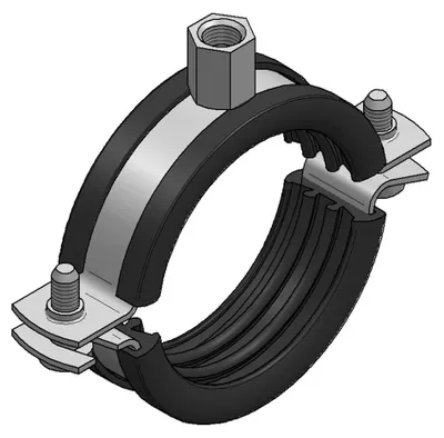 Produktbild von MEFA Rohrschelle Trabant Inox 26-30mm, V4A, M8/M10, TPE, schwarz/silber, 1 Stk.