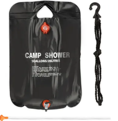 Produktbild von 3 x Campingdusche 20 l im Set, Solardusche Camping, zum Aufhängen, faltbar, mit Handbrause, mobile Außendusche, schwarz