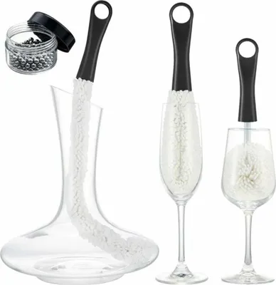 Produktbild von Mehrzweck-Reinigungsbürstenset für Weingläser – inklusive Bürste mit langem Griff und Reinigungsperlen für Weingläser, Champagnerflöten und Stielgläser