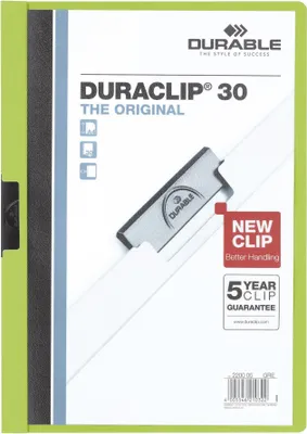 Obrázok produktu pre Durable Duraclip 30, Zelená, Priehľadná, PVC, 30 listy, A4, 1 kusov