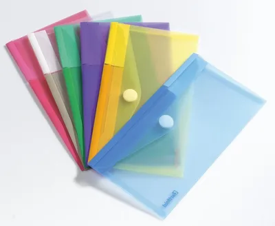 Produktbild von Dokumententaschen 250x135mm PP farbig sortiert 6 Stück Packung mit 10 Stück