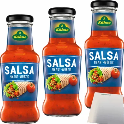 Produktbild von Kühne Salsa-Sauce pikant-würzig 3er Pack (3x250ml Flasche) + usy Block