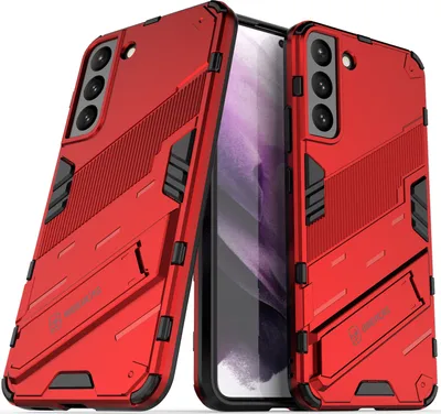Produktbild von Armor Hülle für Samsung Galaxy S22+ 5G, Hybrid PC TPU Bumper Stoßfestes Schutzhülle mit Standfunktion Rot