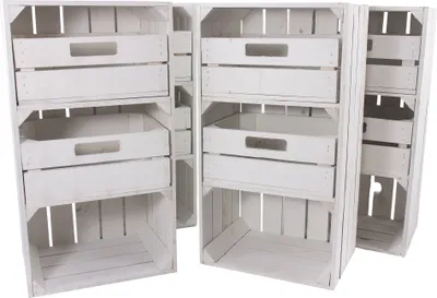 Produktbild von 4x WEIßE Holzkisten mit 2 SCHUBLADEN / Schubladenelement / 74,5x40x31cm / NEU / DIY Schreibtisch