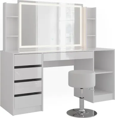 Produktbild von Schminktisch Vicco Sherry Weiß/Weiß Hochglanz 158.2 cm 5 Teile, Model 57655