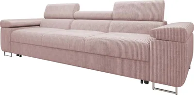 Produktbild von MIRJAN24 Schlafsofa Torezio 3 Bis Cord, Couch mit Einstellbare Kopfstützen, 3-Sitzer mit Schlaffunktion, Wohnzimmer, 263x102x70-90 cm (Farbe: Poso 52)