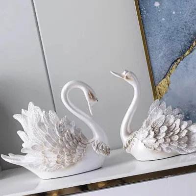 Image de Couple Swan Ornament Living Room TV Cabinet Swan Ornament Modern Home Decoration Wedding Gifts Pearl White