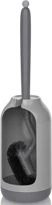 Produktbild von WC-Bürsten-Set: Tiefenreinigende WC-Bürste mit Randreiniger – Flexibler WC-Bürstenhalter für Badezimmer und Gäste-WC, Standmodell, langlebige WC-Bürste, grau