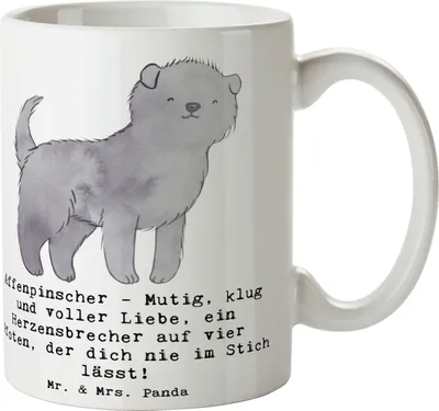 Produktbild von Mr. & Mrs. Panda Pott Affenpinscher Liebe - Weiß - Geschenk, Tasse, Rattenfänger, Teetasse, Hunderassen Vielfalt, quirlig, Fellnase, Teebecher, verspielter Hund, Teepott
