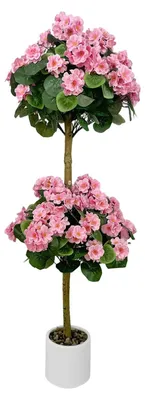 Produktbild von Künstliche Geranie - Kunstpflanze Baum 120 cm - UV-beständige Blüten - Kunststoff - Für Innenbereich Deko - Hochzeit & Party - Rosa