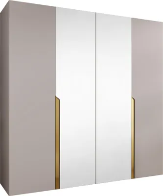 Produktbild von MIRJAN24 Kleiderschrank Mila 2 200 mit Spiegel, Schlafzimmer, Kleiderschrank, mit vier Drehturen und mit zwei Kleiderstange, Modern, Garderobenschrank (Farbe: Cashmere + Gold)