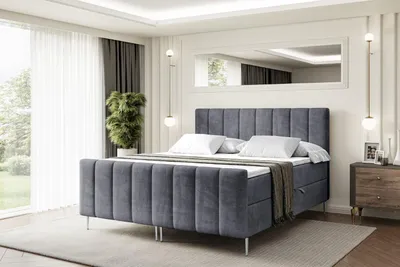 Produktbild von ALTDECOR Boxspringbett mit Silber Füßen, Matratze und Lattenrost, Topper, Fußteil, Polsterbett mit Bettkasten, Bett mit Stauraum H4-Matratze, Doppelbett - OTTA-FS-Z - 120x200 - Dunkelgrau Casablanca