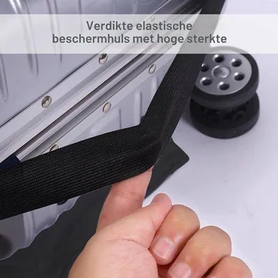 Productafbeelding van Kofferhoes, elastische reisbagagehoes, bagagehoes voor 45-72 cm koffer, beschermhoes, zwarte bagagehoezen voor reizen met een bagagelabel