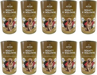 Zdjęcie produktu dla 10x 1250g mokra karma dla psów wszystkich ras wołowina dla psów TOP jakość