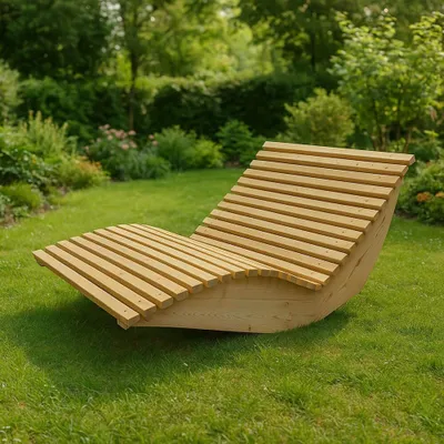 Produktbild von HOME DELUXE Wellenholzliege WOLGA - 120 cm | Holzliege, Gartenliege, Designliege