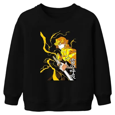 Imagen del producto de Zenitsu Kimetsu no Yaiba, "Relámpago", sudadera con capucha uni para niños, diseño de anime/manga, color , talla 140
