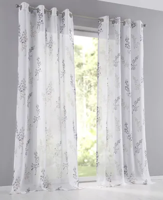 Produktbild von Kutti Halbtransparenter Vorhang / Gardine Danny weiß, 8 Ösen Silber, lichtdurchlässig, weich fallend, Bedruckt, Gemustert, Farbe Taupe B 135 x H 145 (1 STK)