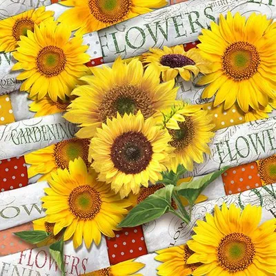 Produktbild von Servietten, 3-lagig 1/4-Falz 33 cm x 33 cm "Sunflower Field"