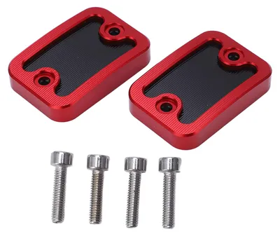Image de 2 caches de réservoir de liquide de frein avant (gauche et droit) de rechange en aluminium usiné pour NMAX155 et NMAX125 (2015-2020) - Rouge