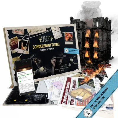 Produktbild von Sonderermittlung Krimispiel Fall 1 Flammen im Theater Escape Room Spiel Tatortspiel Detektivspiel