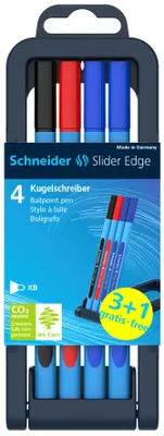 Produktbild von Schneider AG Slider Edge, Stick-Kugelschreiber, Schwarz, Blau, Rot, 4 Stück(e)