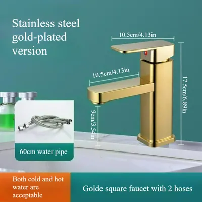 Immagine prodotto di Rubinetto da bagno, rubinetto da bagno Golden, miscelatore ad alta pressione da bagno, rubinetto da lavabo miscelatore monocomando da bagno, rubinetti da lavabo