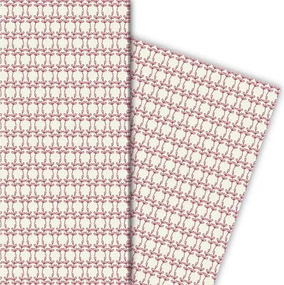 Produktbild von Florales Geschenkpapier mit zartem Muster in rot - G6284, 32 x 48cm