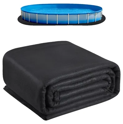 Image de Tapis de piscine ovale VEVOR, 3,6x7,3 m, pour le revêtement des piscines hors sol, matériau géotextile pour prolonger la durée de vie du revêtement