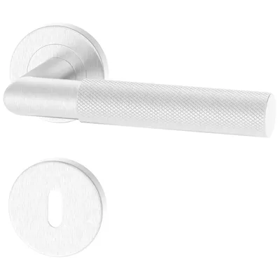 Produktbild von Edelstahl Rund Türgriff BAUHAUSE für Zimmertüren; Türbeschlag; Türdrücker; Türklinke; Rund-Rosette; Edelstahl; Drückergarnitur
