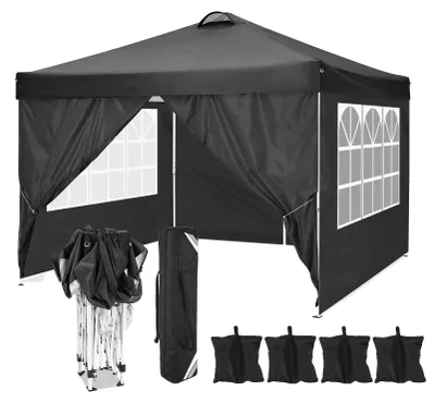 Image de Pavillon de jardin, matériau imperméable, montage rapide, noir