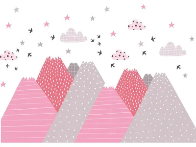 Produktbild von Wandtattoos fürs Kinderzimmer – Babyzimmerdekoration – Riesiges Wandtattoo fürs Kinderzimmer, Skandinavische Berge, PINKA – 50 x 75 cm