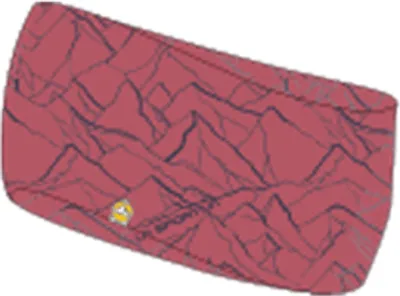 Stirnband "Mountain Headband" von La Sportiva in rot mit Bergmuster.