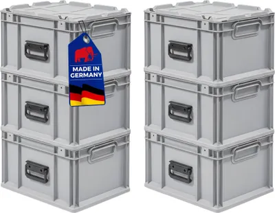 Produktbild von SuperSparSet 6x Eurobox NextGen Portable  Germany | HxBxT 23,5x30x40cm | 20 Liter | Grau | Eurobehälter, Transportbox, Transportbehälter, Stapelbehälter