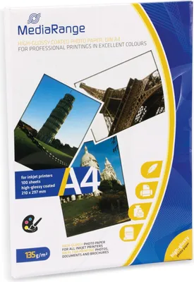Produktbild von MediaRange Fotopapier MRINK107 DIN A4 hochglänzend 135 g/qm 100 Blatt