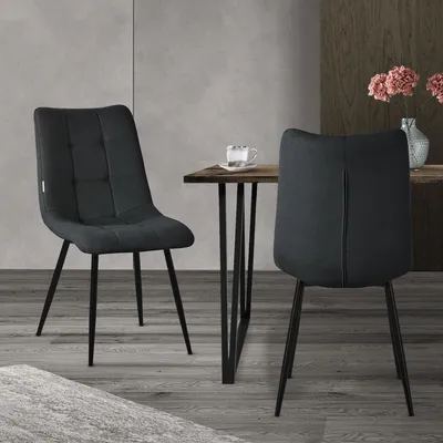 Produktbild von ML-Design  Esszimmerstühle 2er Set Anthrazit, Wohnzimmerstühle mit Stoffbezug und Metallbeinen, Küchenstühle mit Rückenlehne