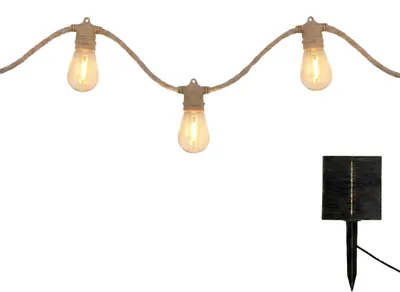 Solar-Lichterkette, 10 warmweiße LEDs, 7,45 m, IP44