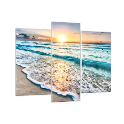 Produktbild von Bilder auf glas - Meer Welle Strand - 130x100cm - Glasbilder - Wandbilder - Kunstdruck - zum Aufhängen bereit - Wanddekoration aus Glas - Glas Bilder - Wandbild auf Glas - 3 Teile - GCB130x100-3621