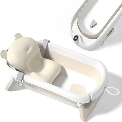 Produktbild von Faltbar Baby Badewanne Mit Rutschfestem Badekissen - Babywanne XXL Mit Baby Badewannensitz & Badethermometer
