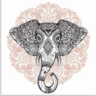 Produktbild von ARTland Wandbild Alu für Innen & Outdoor Vintage Mandala Elefant Größe: 50x50 cm