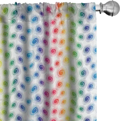 Produktbild von ABAKUHAUS Bunt Vorhänge, Gardinen, Funky Geometrische Retro-Stil Spiralen Kreise Twirled Linien Punkte Spots Muster, 2 Stück 75 x 225 cm, Mehrfarbig