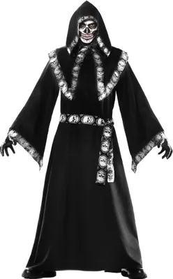 Produktbild von Skelettmagier Kostüm - Halloween Sensenmann Robe Größe: S