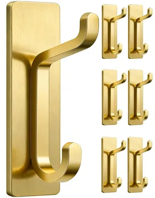 Selbstklebende Haken, Gold, 6 Stück, bis 6 kg, kein Bohren
