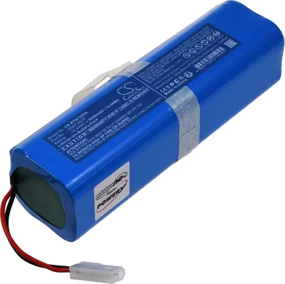 A blue battery pack with wires and a connector.