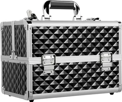 Produktbild von Yaheetech Schminkkoffer Alu Kosmetikkoffer Werkzeugkoffer Nagel Koffer Beauty Case 34,7 x 22,2 x 25 cm Schwarz/Silbern
