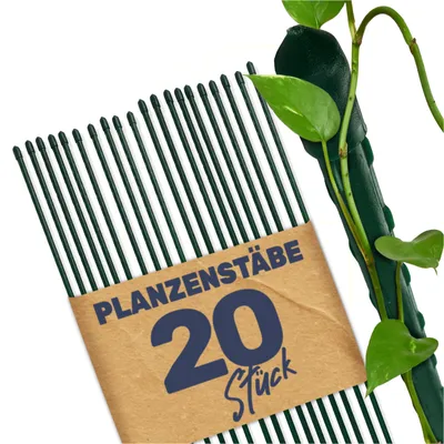 Produktbild von Pflanzstab Rankenhilfe Stahl mit Kunststoff Ummantelung grün 90 cm, Menge:20