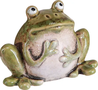 Produktbild von Handgefertigte Deko Frösche aus Keramik für Sommerdeko Vintage-Stil, 2 Stück