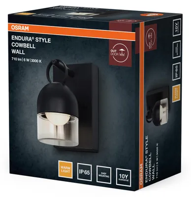 Zdjęcie produktu dla Oprawa zewnętrzna OSRAM, ciemnoszara, 6 W, 450 lm, 3000 K, kąt świecenia 110°, żywotność 50 000 godzin, klasa szczelności IP65