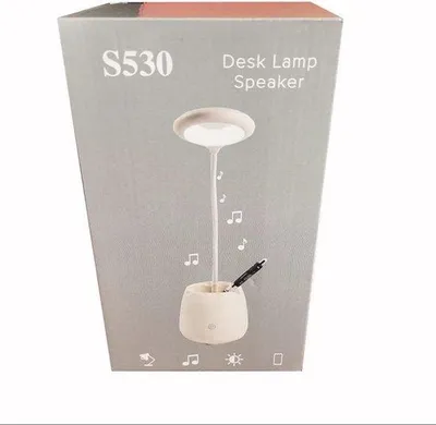 Image de Lampe de bureau 5 W, blanche, en métal, avec haut-parleur Bluetooth