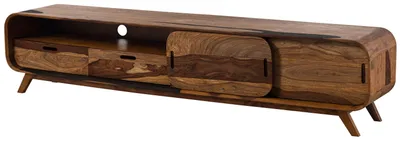 Immagine prodotto di MASSIVMOEBEL24 | MAILAND #227 Mobile TV in legno di sheesham - laccato / marrone scuro 220x40x48