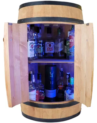Immagine prodotto di Bar in legno con porta e 4 ruote Illuminazione RGB su USB Home Bar 80x50cm Luce rovere